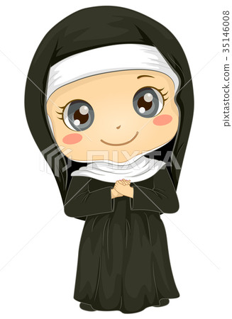 Kid Girl Nun Costume Illustration 35146008