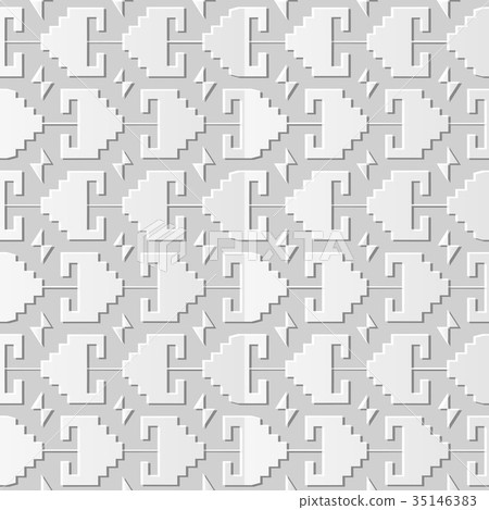 Seamless retro white 3D paper cut art background Seamless retro white 3D paper cut art background 35146383