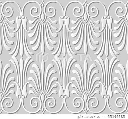 Seamless retro white 3D paper cut art background 35146385