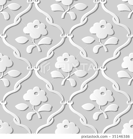 Seamless retro white 3D paper cut art background Seamless retro white 3D paper cut art background 35146386