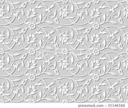 Seamless retro white 3D paper cut art background Seamless retro white 3D paper cut art background 35146388
