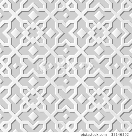 Seamless retro white 3D paper cut art background 35146392