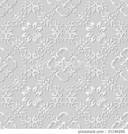Seamless retro white 3D paper cut art background 35146890