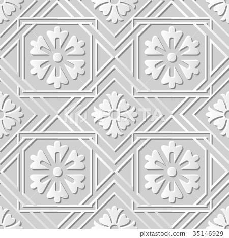Seamless retro white 3D paper cut art background Seamless retro white 3D paper cut art background 35146929