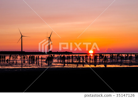 台灣Takami沼澤地日落視圖 35147126