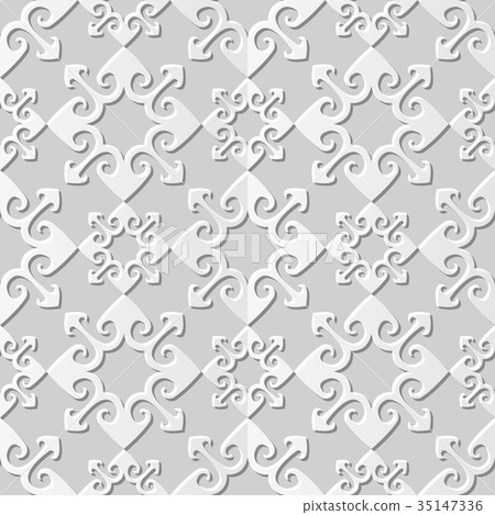 Seamless retro white 3D paper cut art background Seamless retro white 3D paper cut art background 35147336