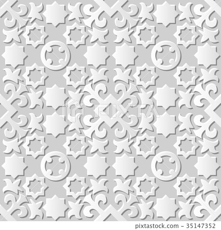 Seamless retro white 3D paper cut art background 35147352