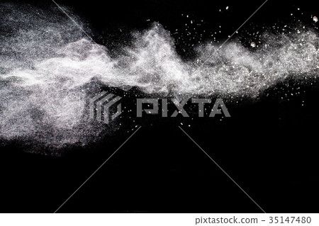 Freeze motion explosion of white dust Freeze motion explosion of white dust 35147480