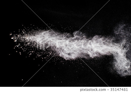 Freeze motion explosion of white dust  35147481