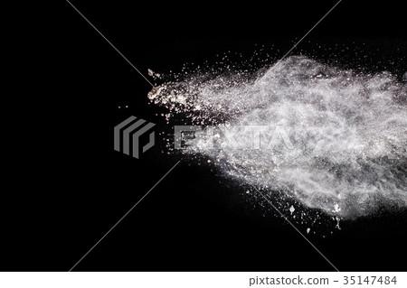 Freeze motion explosion of white dust Freeze motion explosion of white dust 35147484