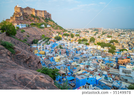 aerial view of jodhpur at dusk 35149978