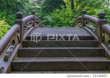 Koishikawa Korakuen "Enzuki Bridge" gets wet in autumn rain 35149997