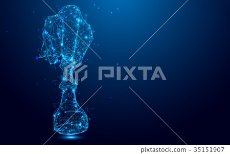 Hand holding chess from lines and triangles 35151907