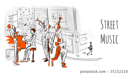 A musical band of street musicians. The Quartet A musical band of street musicians. The Quartet 35152328