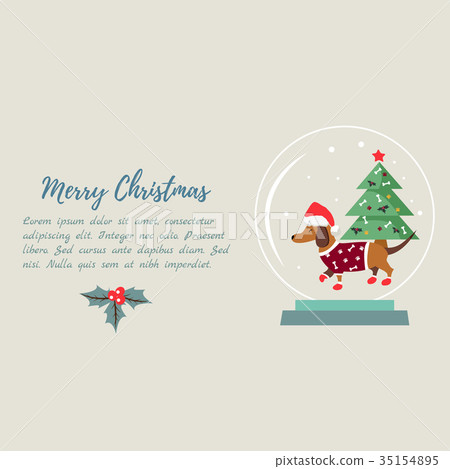 Christmas holiday background with funny badger dog Christmas holiday background with funny badger dog 35154895