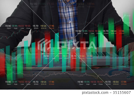 Businessman on stock market financial indicator 35155607