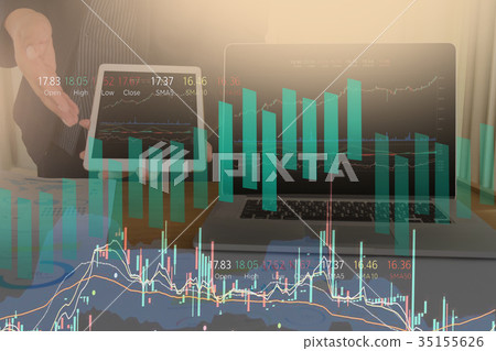 Businessman on stock market financial indicator 35155626