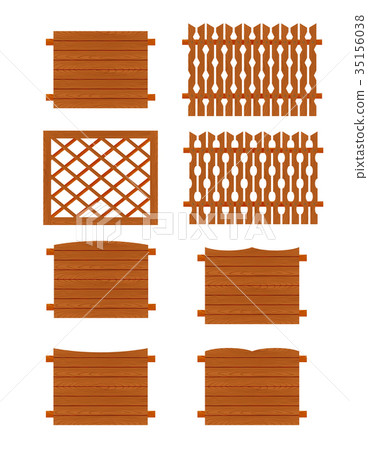 Set of wooden fences sections of different forms Set of wooden fences sections of different forms 35156038
