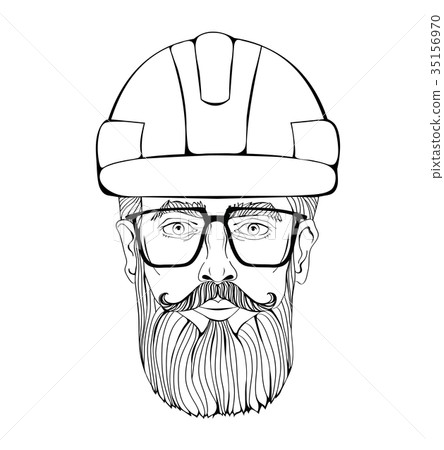 Builder, industrial worker. The face of a bearded 35156970