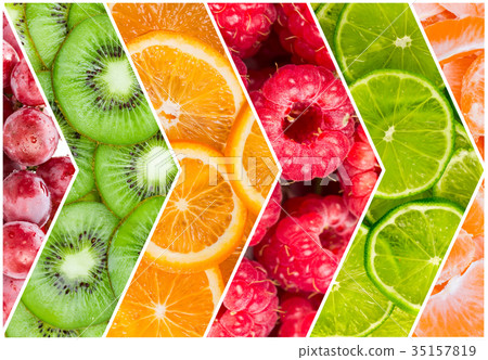 圖庫照片: collage of fresh fruit