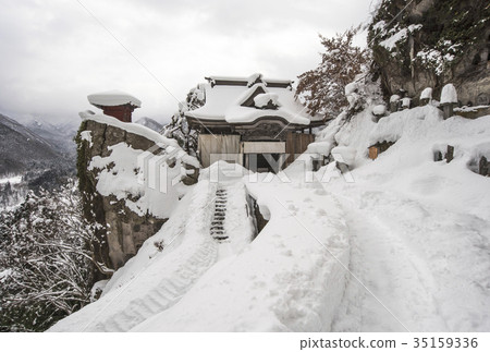 山寺的雪景、山寺的冬景、立石寺、山形觀光地 山寺的雪景、山寺的冬景、立石寺、山形觀光地 35159336
