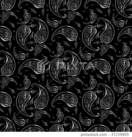 Paisley Beautiful silver seamless background. Paisley Beautiful silver seamless background. 35159905