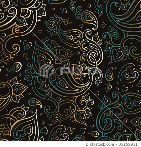 Paisley Beautiful golden seamless background. Paisley Beautiful golden seamless background. 35159911