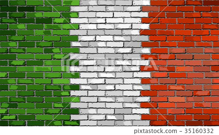 Flag of Italy on a brick wall Flag of Italy on a brick wall 35160332