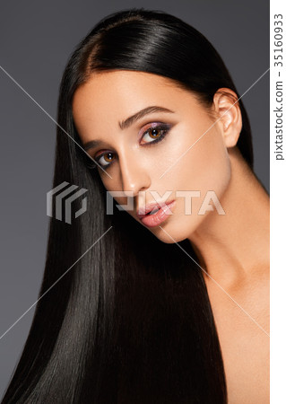 Portrait of attractive woman with straight hair  35160933
