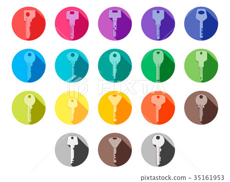 Vector thin line flat design icons set keys for - Stock Illustration ...