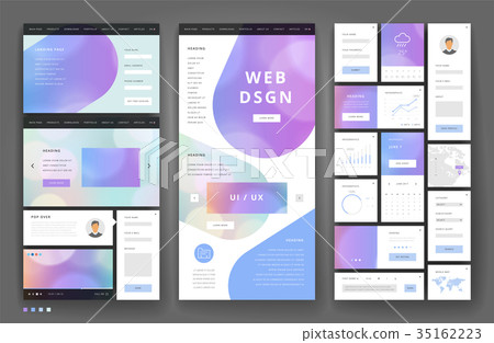 Website template design with interface elements 35162223