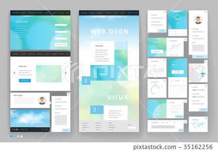 Website template design with interface elements 35162256