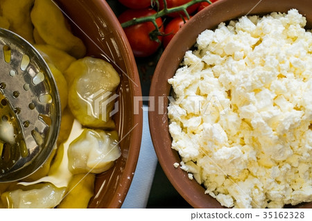 Serving culinary traditional food background Serving culinary traditional food background 35162328