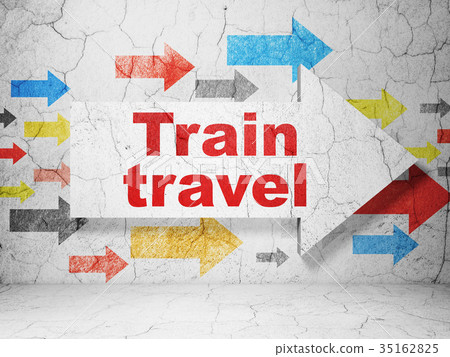 Vacation concept: arrow with Train Travel on Vacation concept: arrow with Train Travel on 35162825