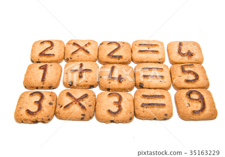 Biscuits with numbers isolated 35163229