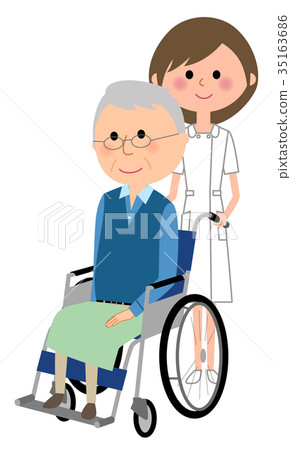 Nurse patient in wheelchair 35163686