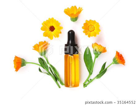 aromatherapy essential oil with marigold flowers aromatherapy essential oil with marigold flowers 35164552