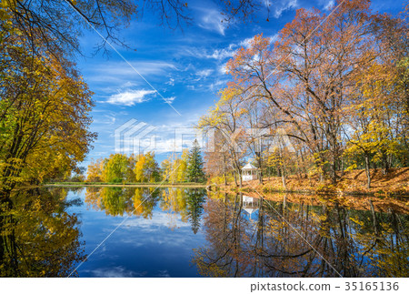Sunny autumn in the park over lake Sunny autumn in the park over lake 35165136