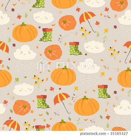 Vector seamless pattern with pumpkins Vector seamless pattern with pumpkins 35165327