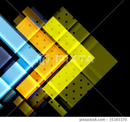 Colorful triangles and arrows on dark background 35165370