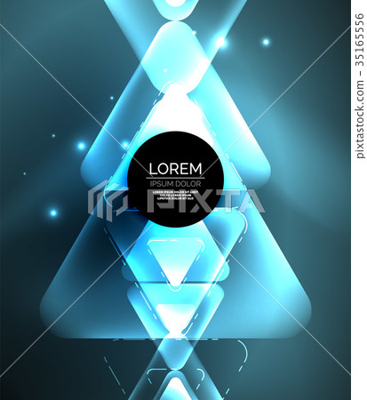 Glass glowing bright triangles on dark space 35165556