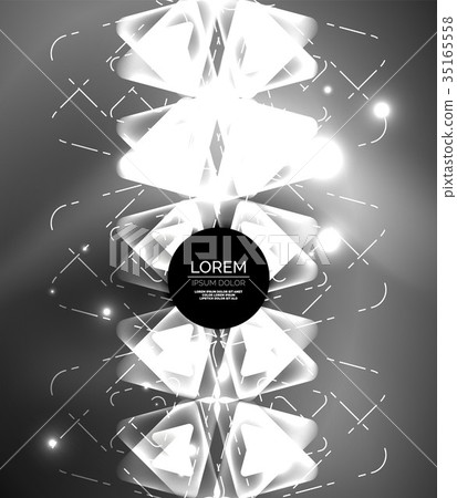 Glass glowing bright triangles on dark space 35165558