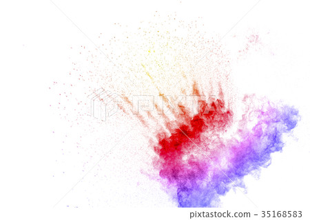 color powder explosion on  white background 35168583