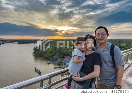Asian family travel at Sri Surat bridge or Asian family outdoor 35170574