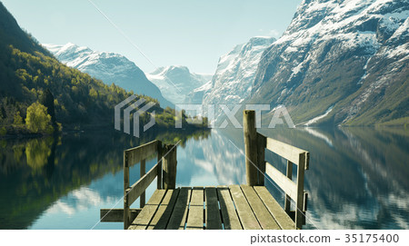 Norwegian fjord landscape in springtime 35175400