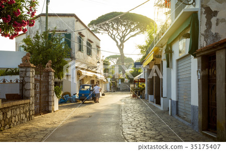 Panorama of street on Capri island, Italy 35175407