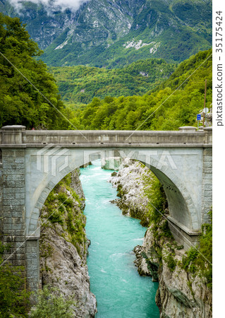 Napoleon bridge over Soca river in Kobarid Napoleon bridge over Soca river in Kobarid 35175424