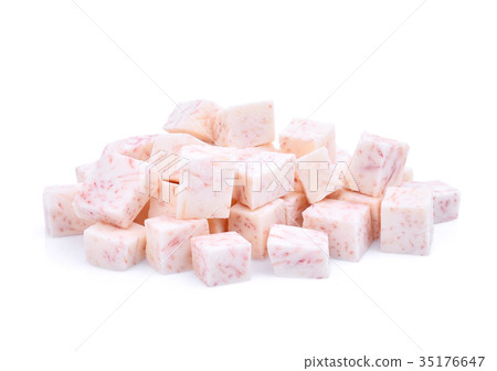 cube of taro root isolated on white background 35176647