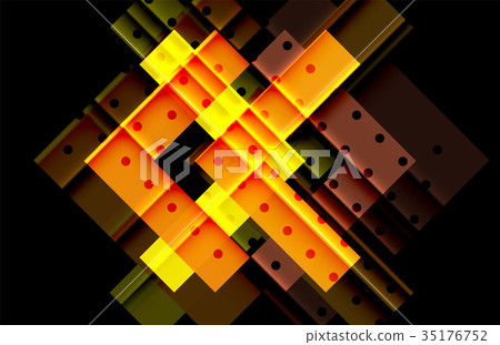 Colorful triangles and arrows on dark background 35176752