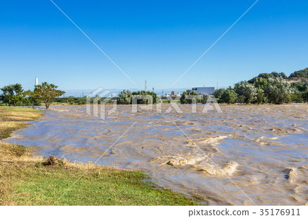 Tama River which was flooded by typhoon Tama River which was flooded by typhoon 35176911